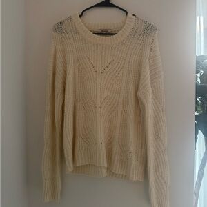 Madewell Cream Cable Knit Crew Neck Sweater